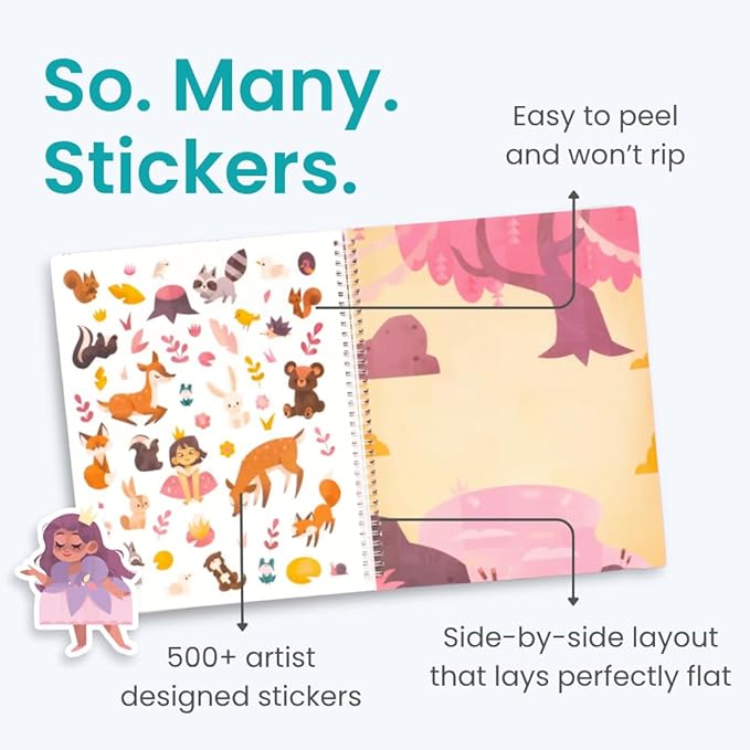 World of Princesses 500+ Sticker Book for Girls by Cupkin Toddler Airplane Activity Coloring + Sticker Book, Road Trip Essentials, 12 Coloring Pages + Scenes for Ages 2–8 Years