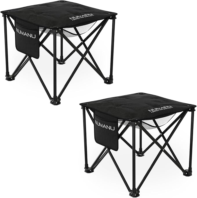 NUMANU 2-Pack Oversized Padded Camping Stool for Adults, Thick Padded 18.5" Heavy Duty Outdoor Camp Chairs with Anti-Slip Feet & Carry Bag, Folding Ottoman Foot Rest for Travel, Max 500lbs