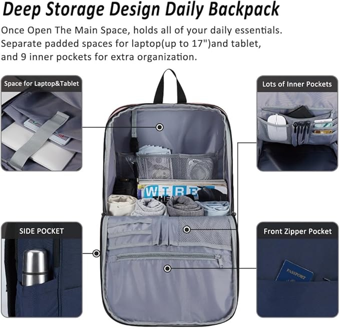 MAXTOP Deep Storage Laptop Backpack Business Anti-theft Backpacks[Water Resistant] College School Computer Bookbag Fits 17 Inch Laptop