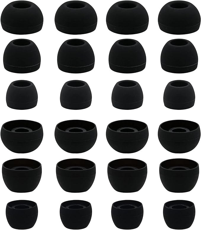 12 Pairs Silicone Replacement Earbud Ear Buds Tips Compatible with Skullcandy Sesh Evo and Other 3.8mm to 5.5mm Nozzle Earbuds Earphones, S/M/L Black