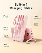 VEEKTOMX Portable Charger Built-in Cables, Power Bank for iPhone, Fast Charge USB C Battery Pack Travel Essentials Powerbank Compatible with iPhone 17/16/15/14, Samsung S25/24