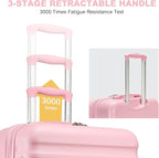 Kono Expandable 28 Inch Large Checked Luggage: ABS+PC Hardside Trolley Travel Case - Hard Shell Suitcase with TSA Lock, Cream/Pink