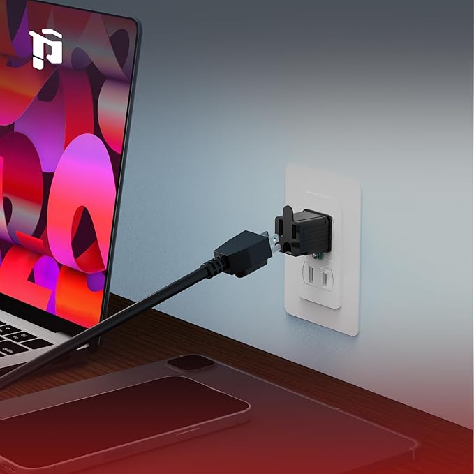 PLUGTUL 2 Prong to 3 Prong Outlet Adapter, Polarized Grounded Outlet Converter, Wall Outlet Plug for Household, Workshops, ETL Listed, 2-Pack, Black