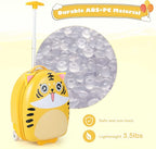 Olakids Kids Luggage, 16'' Carry On Rolling Suitcase for Girls Boys with LED Flashing Spinner Wheels, Travel Trolley Hardside Case for Toddlers (Yellow Tiger)