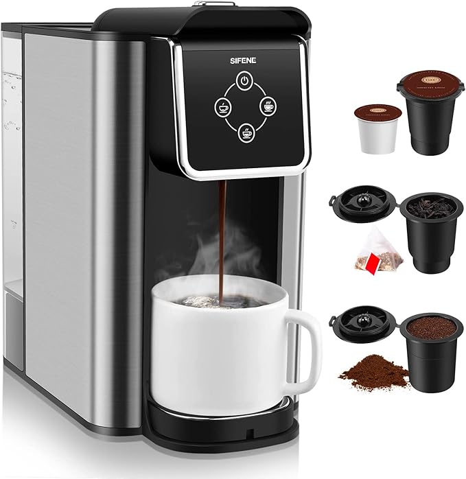 3-in-1 Single Serve Coffee Maker, Pod, Ground Coffee & Tea Brewer, Fast Brew Compact Coffee Machine with Touch Screen and 50 oz Water Reservoir