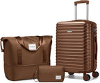 LARVENDER Carry on Luggage 22x14x9 Airline Approved, Expandable 20 Inch Hardside Suitcase with Wheels TSA Lock, PC+ABS Lightweight Carry on Suitcases for Women and Men, Maple (20/DB/TB)