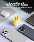 FEEL2NICE iPhone Charger Fast Charging 2 Pack Type C Wall Charger Block with 2 Pack [6FT&10FT] Long USB C to Lightning Cable for iPhone 14/13/12/12 Pro Max/11/Xs Max/XR/X,AirPods Pro,Yellow