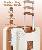 Somago Expandable Carry On luggage with Shock-Absorbing Braking Spinner Wheels Moon Star Design Hard Shell Suitcase with Cupholder TSA Lock (White,Expandable 20 Inch)