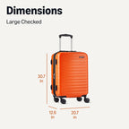 Amazon Basics 30" Hardside Large Checked Luggage, Expandable For Up to 15% More Space, Hardshell Suitcase With Wheels, Scratch-Resistant Surface, Four Multi-directional Wheels, Orange