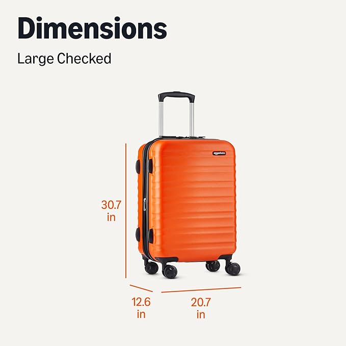 Amazon Basics 30" Hardside Large Checked Luggage, Expandable For Up to 15% More Space, Hardshell Suitcase With Wheels, Scratch-Resistant Surface, Four Multi-directional Wheels, Orange