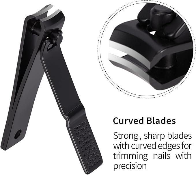Nail Clipper Set, Ultra Sharp Black Stainless Steel Fingernail & Toenails Clipper and Nail File with Leather Travel Case,Great Christmas Gift,Stocking Stuffers for Men and Women