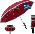 4-in-1 Inverted Travel Umbrella Compact, Automatic Large Umbrellas for Rain & Sun, Portable Windproof Umbrella for Backpack, Reverse Folding Umbrella for UV with Reflective Strips,Lightweight