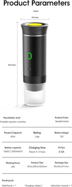 Wireless Portable Electric Coffee Maker with USB-C, Self-Heating, Rechargeable Espresso Coffee Machine for Travel, Camping, RV,Home,Office (black)