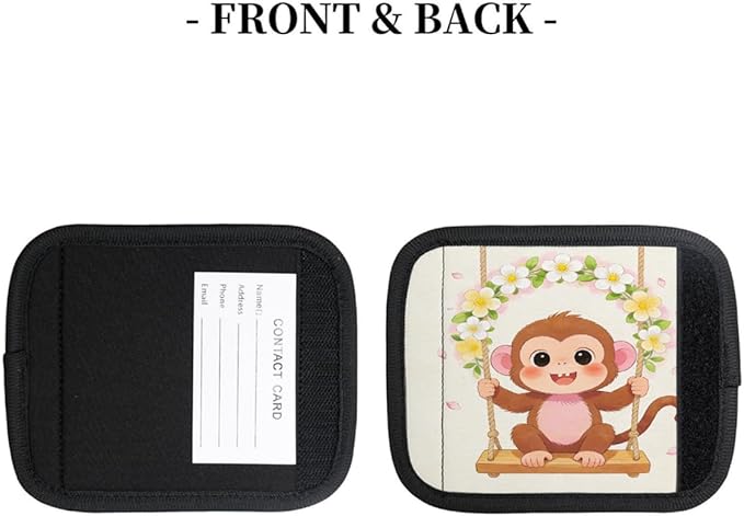 2 Pack Luggage Handle Wrap with Travel Tags - Non-Slip Protective Cover Soft Handle Grips Covers for Suitcase(Monkey Swing Wreath)