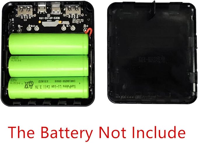 MOUDOAUER Charging Bank Solder Free Kit, Plastic Power Bank Box DIY Charging Case Power Display Free Welding Case for 3X 18650 Battery Parts