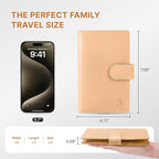 ALLIVE RFID Blocking Passport Wallet with AirTag Slot, Genuine Leather Passport Holder for Family Travel of 4, Travel Essentials & Gift, Airport Must-Have (Beige)
