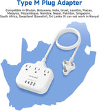 South Africa Plug Adapter, Type M Adapter for South Africa with 3 AC Outlets & 4 USB Ports(2 USB C 4.2A), 3FT Extension Cord, Africa Travel Essentials for USA to South Africa Namibia Nepal Malaysi