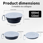 SLSON Dog Bowls Pet Collapsible Bowl with Cover Lids,2 Pack Dog Travel Bowls Portable Foldable Cat Water Dish Bowl for Pets Walking Parking Camping (Black and Black, Medium)