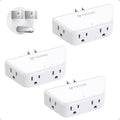 TROND Wall Outlet Extender 3 Pack - Surge Protector Outlet with 4 Grounded Sockets, 3 Way Angled Plug Adapter, 900J, Multiple Wall Splitter for Home Office Dorm Room Essentials, White