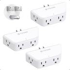 TROND Wall Outlet Extender 3 Pack - Surge Protector Outlet with 4 Grounded Sockets, 3 Way Angled Plug Adapter, 900J, Multiple Wall Splitter for Home Office Dorm Room Essentials, White