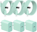 iPhone 17 16 15 Charger Fast Charging 3 Pack USB C Charger Block Type C Chargers 6FT Cord Wall Chargers Compatible with iPhone Air/17/17 Plus/17 Pro/17 Pro Max/16/16 Plus/16 Pro/16 Pro (Green)