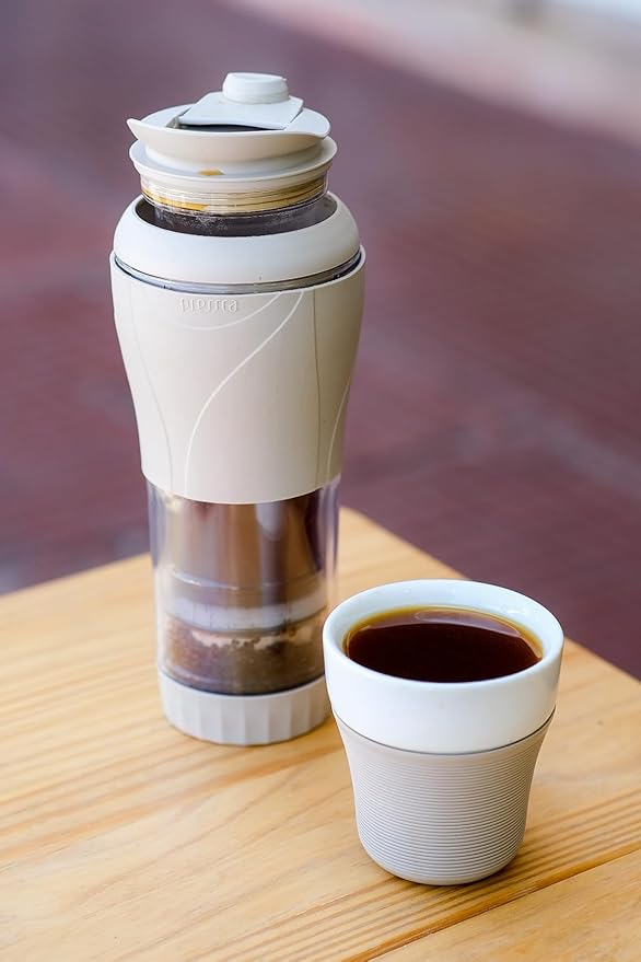 Pressca - Portable Coffee & Tea Maker - Thermal Coffee & Tea Infuser, French Press, Single Serve Coffee Maker, BPA Free - Home & Kitchen Accessories & Utensils - 12 fl oz, Gray