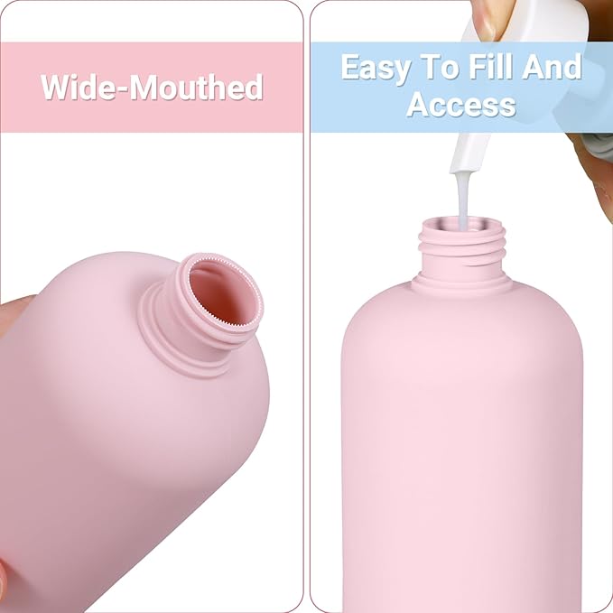 ASEVAT 6.7oz 4Pcs Plastic Refillable Travel Shampoo & Conditioner Bottles With Flip Cap