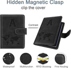 Initial A Passport Holder Cover Personalized Letter A-Z Travel Wallet RFID Blocking Passport Cover Credit Card Holder Case Passport Book Holders for Women and Men, Black-A