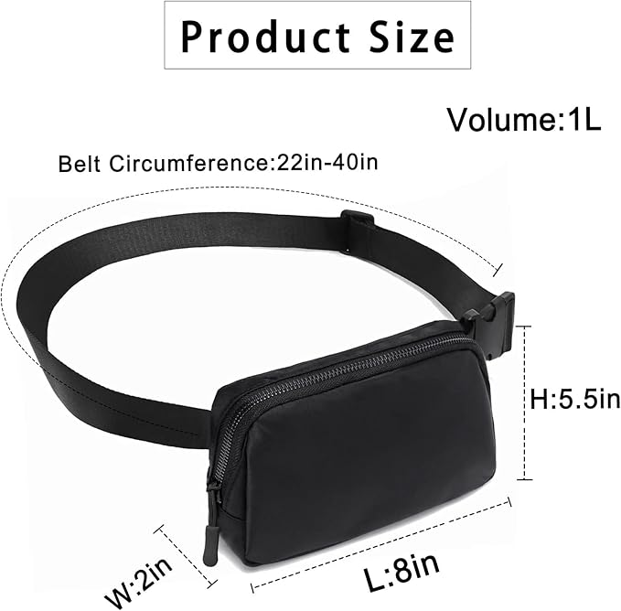 Amazerbst Belt Bag, Fanny Pack, Everywhere Belt Bag,40 Inch Adjustable Strap, for Women and Men,Waterproof