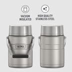 THERMOS Stainless King Vacuum-Insulated Food Jar Matte Steel | With Storage Containers | Built-in Handle | 47 Ounce | Pack of 4