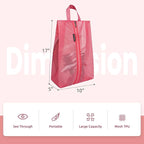 Bagail Shoe Bags for Travel,2 Set Shoe Bag for Storage in Closet,Transparent Shoe Packing Organizers with YKK Zipper (L 17"x10"x5", Coral 2pcs)