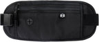 FuninCrea Waterproof Hidden Money Belt for Travel, Anti-Theft Belt Bag with RFID Blocking Function Adjustable Slim Waist Bag with 2 Zipper Pockets and 1 Back Pocket for Men and Women (Style l, Black)