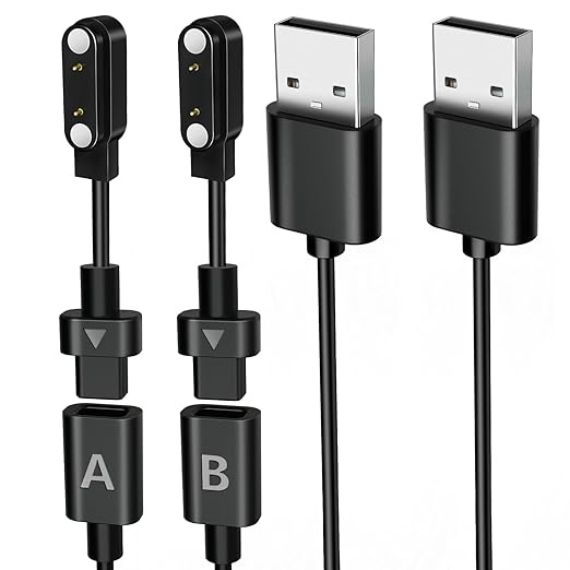 Audiovance 2-Pack AB400 Reversible Smartwatch Charger – Innovative Magnetic Charging Cable, Solves Polarity Mismatch, Universal for All 4.0mm-Pin-Pitch Smart Watches