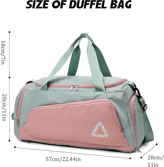 Eslcorri Gym Duffle Bag for Women Men, Sports Backpack with Wet & Shoe Compartment, Fitness Overnight Weekender Bag for Yoga, Swim, Travel (C, Purple)
