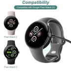 Charger for Google Pixel Watch 2 & 3, Replacement USB-A/C Charging Cable Cord for Smart Watch (3.3ft/1m) (Black)