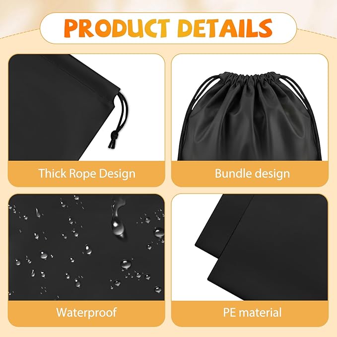 Shoe Bags for Travel, 15.7" x 11.8" Travel Shoe Bags for Packing, Large Waterproof Portable Drawstring Travel Shoe Storage Bag Travel Essentials Women for and Men (Black)