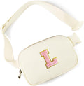 Gitus Personalized Gifts Birthday Gifts for Girls Fanny Pack Cross Body Bags with Initial Letter Preppy Stuff Gifts for Her Girlfriend Wife Sister Friends Mom (Ivory-L)