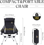 Nice C Ultralight High Back Folding Camping Chair, Collapsible Backpacking Chair, Compact & Heavy Duty Outdoor, Travel, Picnic, Festival with 2 Side Pockets, Pillow &Carry Bag (One Black)