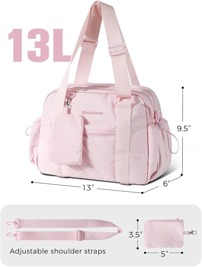 Small Gym Bag for Women - Puffer Duffle Weekender Work Duffel Carry on Overnight Nurse Dance Yoga Workout Tote Bag with Yoga Mat Holder Wet Compartment Coin Purse BPA-Free