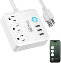 GHome Smart Power Strip Surge Protector 10A, Smart Plug that Works with Alexa & Google Home, 6 in 1 WiFi Outlets with APP Control, White Extension Cord 2.4G WiFi Only, ETL FCC Listed, No Hub Needed