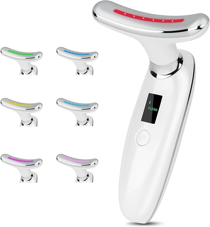 VRAIKO Lilac 7-in-1 Beauty Massager for Face and Neck - Jawline Lifting & Firming - Face Lymphatic Drainage Massager for Anti Aging Wrinkle, Forehead Lines, and Dark Circles, White