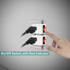 Grounded Outlet Adapter, ANKO ETL Listed Wall Tap Adapter with Red Indicator On/Off Power Switch (4 Pack)