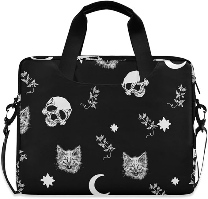 Skull Cat Moon Laptop Case 15.6 inch Computer Bag Waterproof Laptop Briefcase Laptop Bag for Women & Men