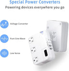 250W Conversion Plug, International Travel Converter with 2 USB and 2 USB-C Ports, lowering 220V to 110V for 100V-240V Areas and Different Countries Plugs Using US Electrical Devices