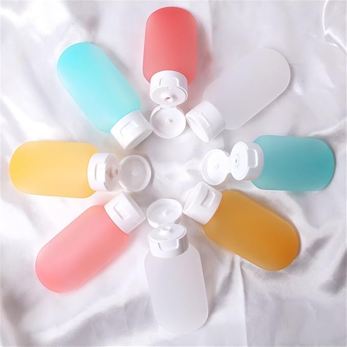 Travel Size Toiletry Bottles Set, 2oz Leak Proof Refillable Containers, 8 Pack Squeezable Bottles for Shampoo, Conditioner, Lotion, Travel Accessories