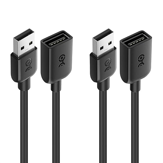 Cable Matters 2-Pack Long USB Extension Cable - 10ft, Male to Female USB Extender Cable, USB2.0 Extension Cord, 480Mbps, Black