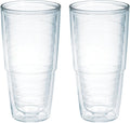 Tervis Clear & Colorful Tabletop Made in USA Double Walled Insulated Tumbler Travel Cup Keeps Drinks Cold & Hot, 24oz - 2pk, Clear