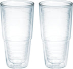 Tervis Clear & Colorful Tabletop Made in USA Double Walled Insulated Tumbler Travel Cup Keeps Drinks Cold & Hot, 24oz - 2pk, Clear