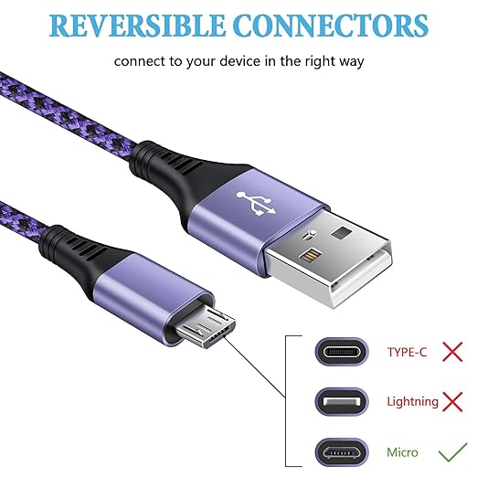 Micro USB Cable, [4Pack/3Ft] Android USB Male to Micro B Charger Cord, Fast Charging Speed Data Wire Nylon Colored Braided Powerline Cable for Samsung Galaxy S7 S6 J7 J3 J8 A01 Kindle Fire Droid