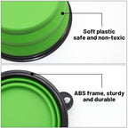 Dog Bowl Pet Collapsible Bowls, 2 Pack Collapsible Dog Water Bowls for Cats Dogs, Portable Pet Feeding Watering Dish for Walking Parking Traveling with 2 Carabiners (Large, Green+Purple)
